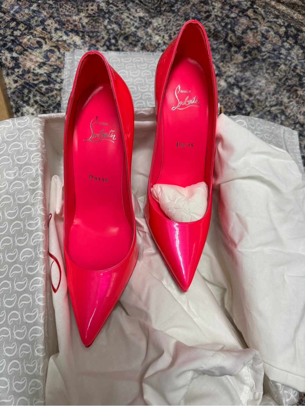 Christian Louboutin Hot Pink Patent Pointed-Toe Pumps